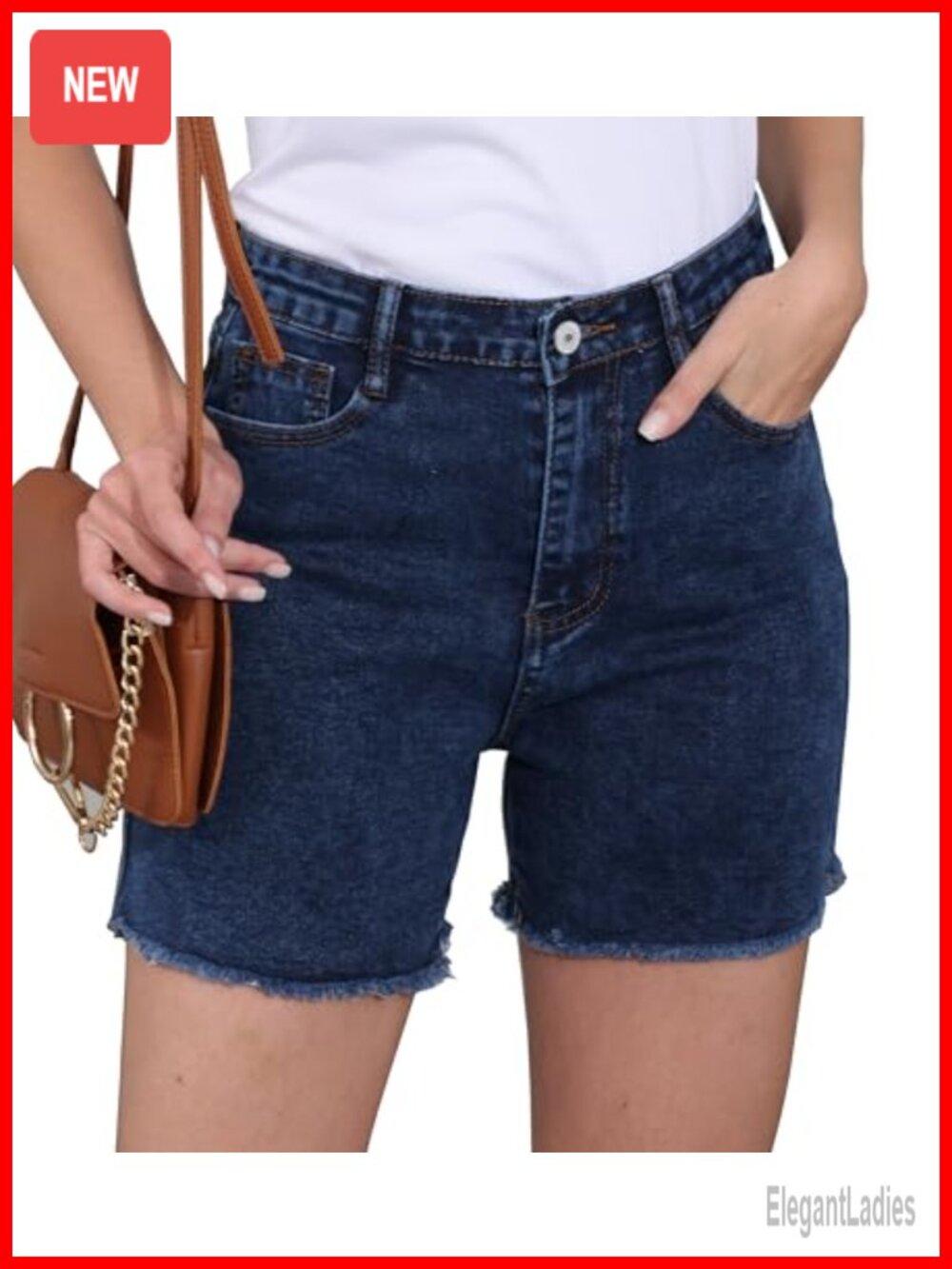 Frayed Hem Denim Shorts Mid Rise 5-Pocket Jean Shorts Casual Summer